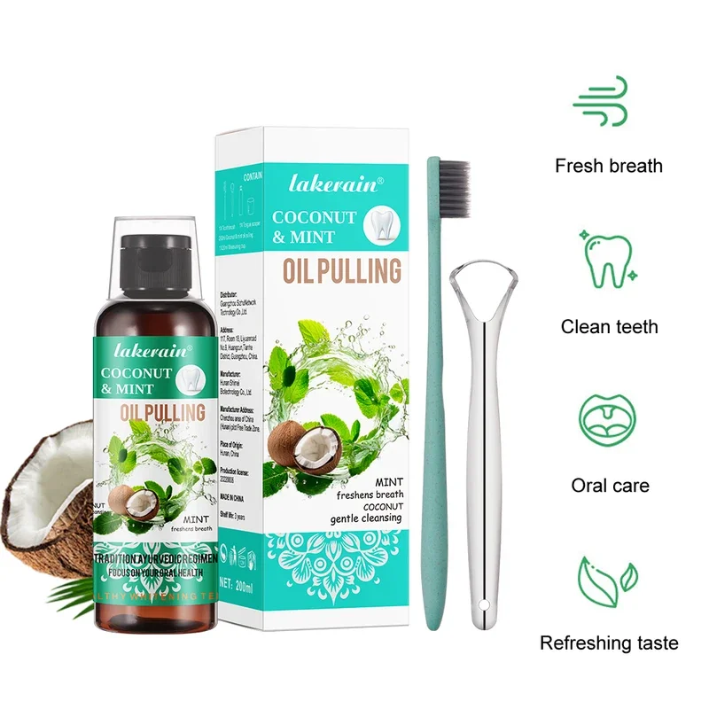 Teeth Whitening Oil Pulling - 60/100/200/250ml Óleo de Coco e Menta
