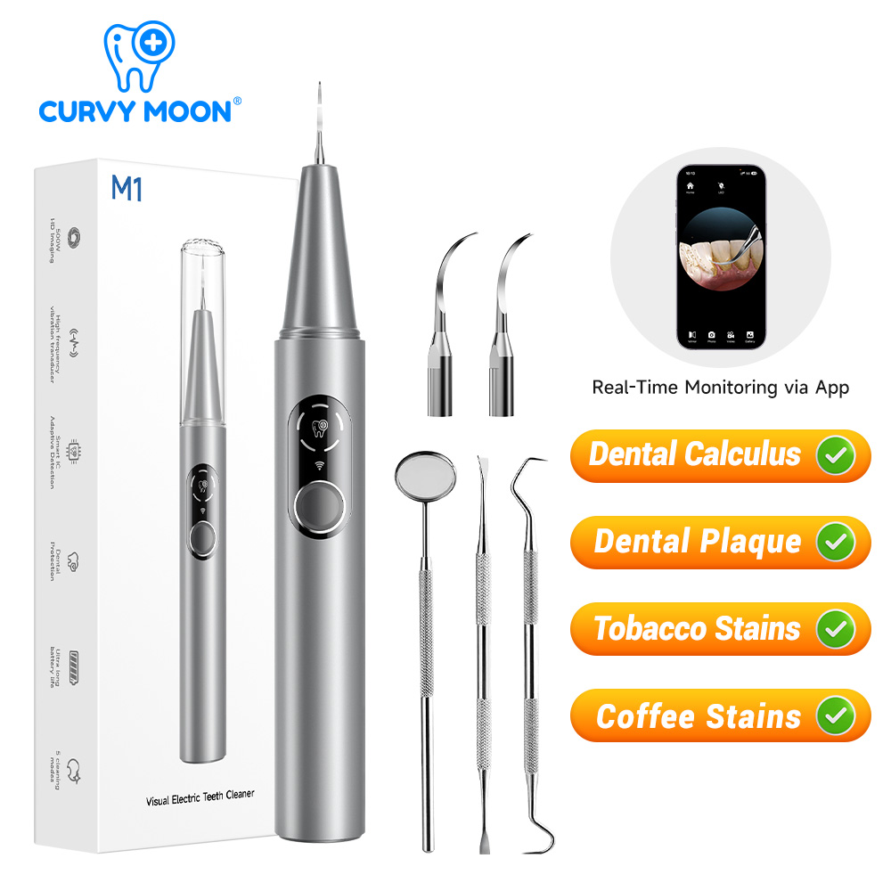 Teeth Whitening And Stain Removal - CURVY MOON Limpador de Dentes Elétrico