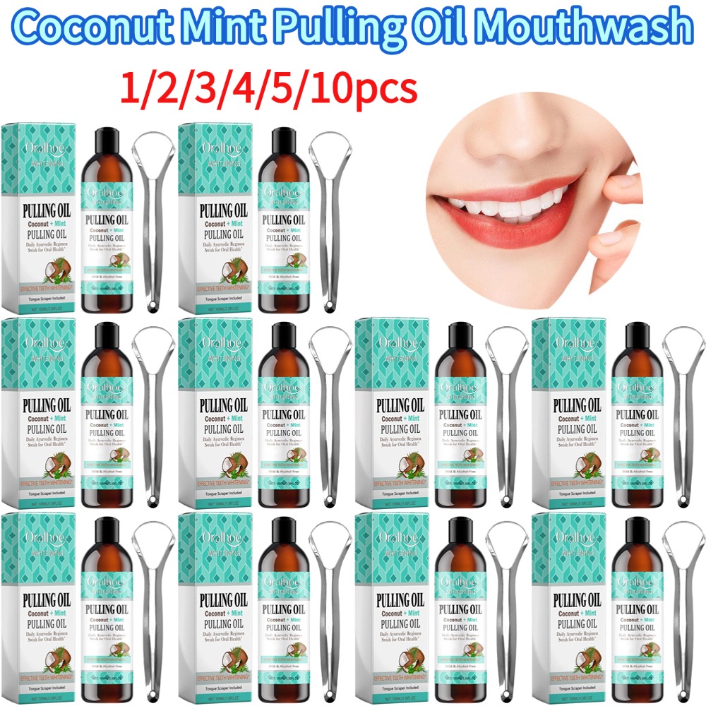 Teeth Whitening Oil Pulling - Hortelã de coco puxando óleo bucal