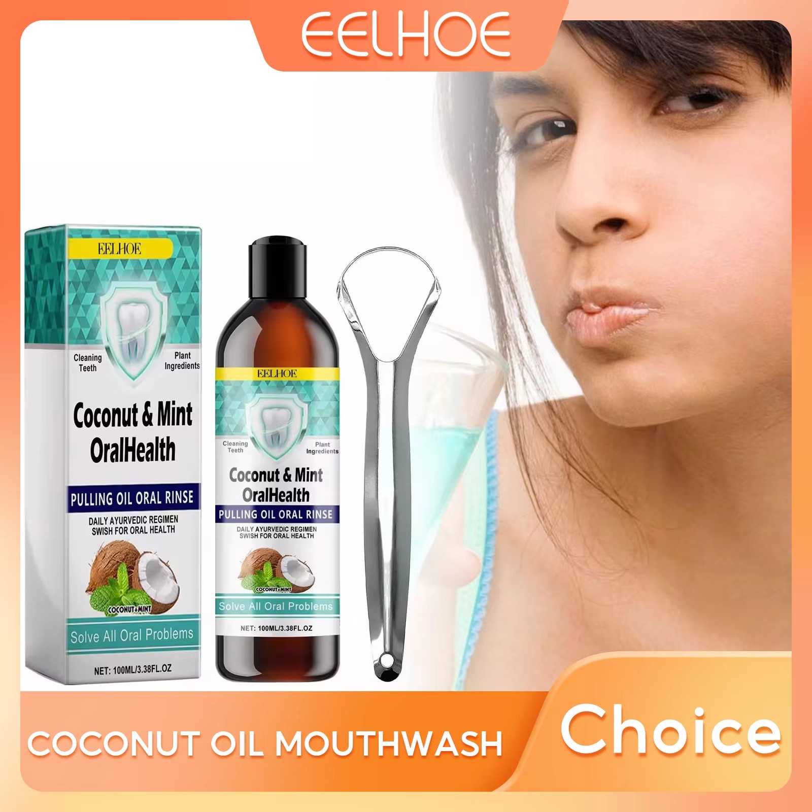 Teeth Whitening Oil Pulling - Eelhoe hortelã óleo de coco puxando