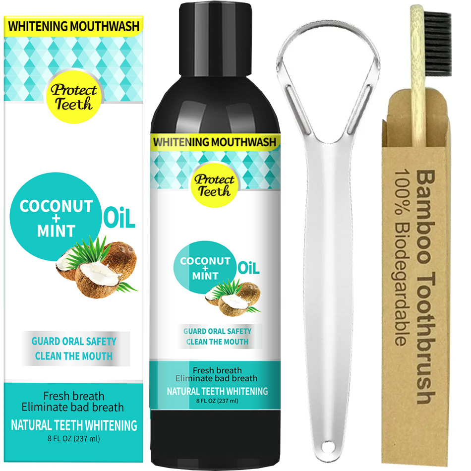 Teeth Whitening Oil Pulling - 237ml coco hortelã puxando óleo bucal