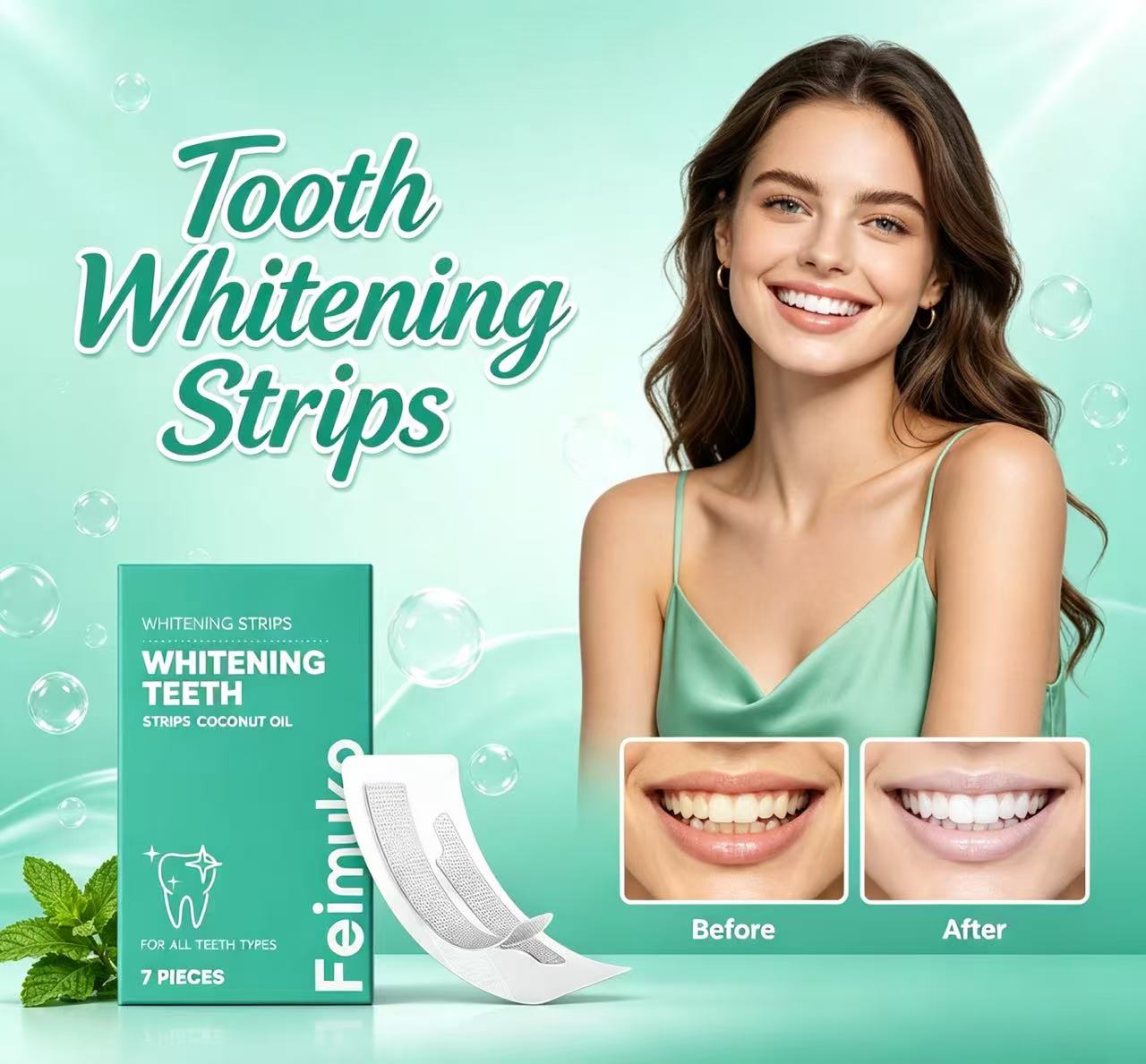 Teeth Whitening Oil Pulling - Tiras de Clareamento Dental com Óleo