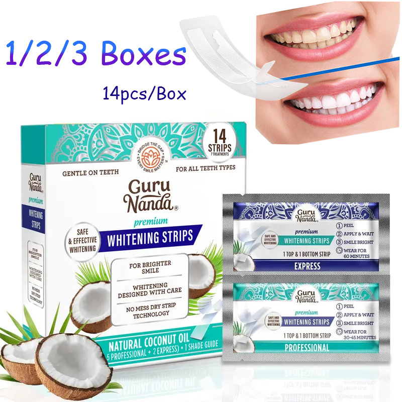 14pcs/caixa Fitas Clareadoras  - Teeth Whitening Oil Pulling avaliação e preço