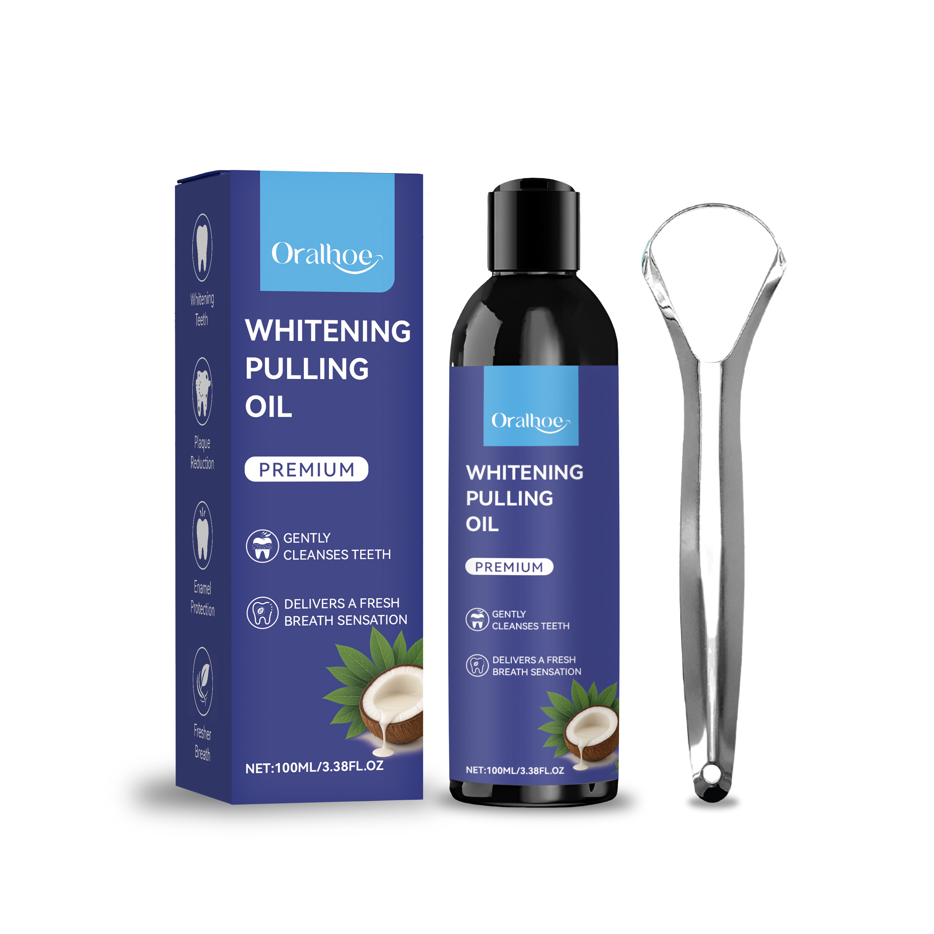 Óleo de coco puxando com raspa - Teeth Whitening Oil Pulling avaliação e preço