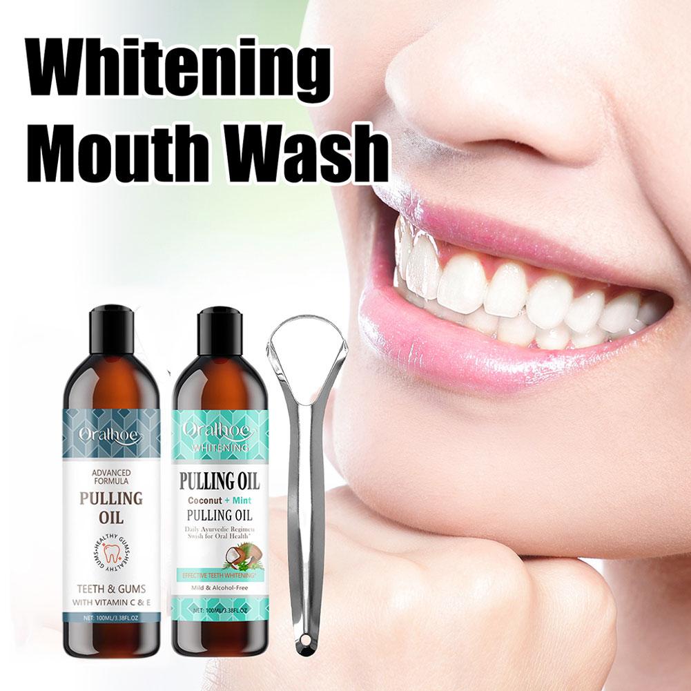 Hortelã de coco puxando óleo b - Teeth Whitening Oil Pulling avaliação e preço