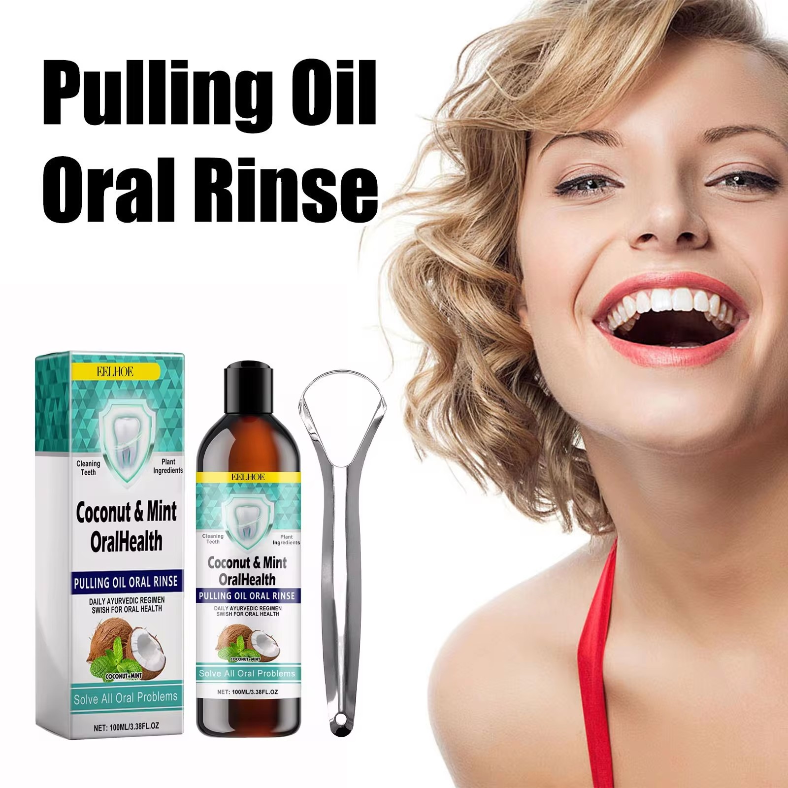 Eelhoe hortelã óleo de coco pu - Teeth Whitening Oil Pulling avaliação e preço